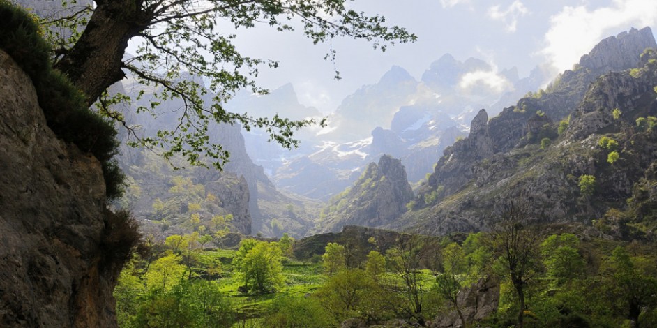 Descripción: Vista desde la entrada de Cain (León)